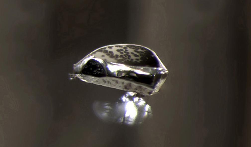 Garnet inclusion in type Ia diamond (darkfield illumination)