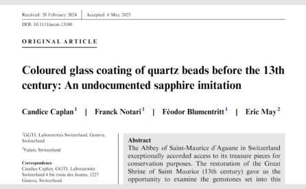Coloured glass coating of quartz beads before the 13th century: An undocumented sapphire imitation