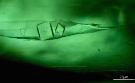 Octahedral sylvite crystals in a Colombian emerald